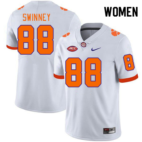 Women's Clemson Tigers Clay Swinney #88 College White NCAA Authentic Football Stitched Jersey 23MV30XR